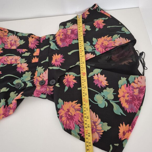 ZARA TRF Floral Mini Dress | Black with Pink & Orange Flowers | Size XS - Picture 9 of 13
